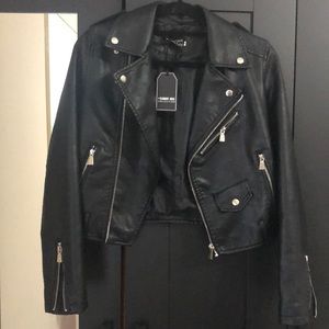 Leather look biker jacket